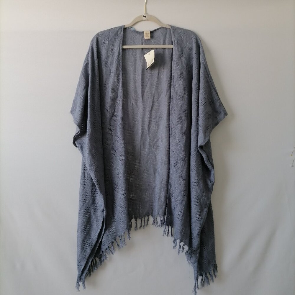 NWT A.N.A. A New Approach Womens Perfect Dusty Blue Tassel Cardigan One Size